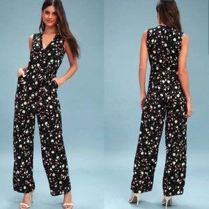Jumpsuit- Lulus the Robertson black floral jumpsuit
